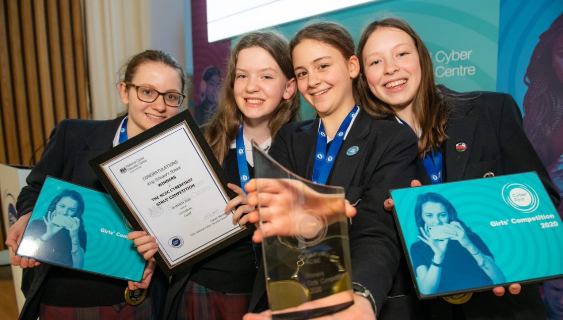 A photo of the winners of the CyberFirst girls competition.