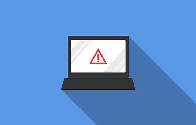 An image illustrating a warning sign on a laptop screen.