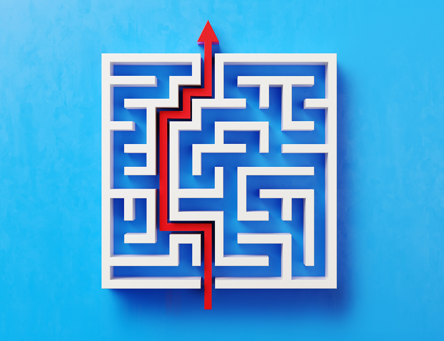 A red arrow navigating it's way through a maze