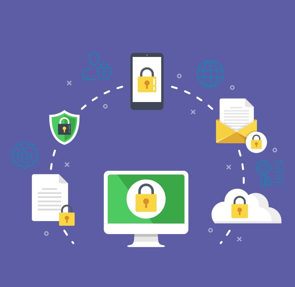 Cyber Essentials Welsh cover showing icons of emails and phones