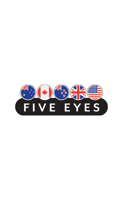 Five Eyes logo featuring flags from Australia, Canada, New Zealand, United Kingdom and the USA 