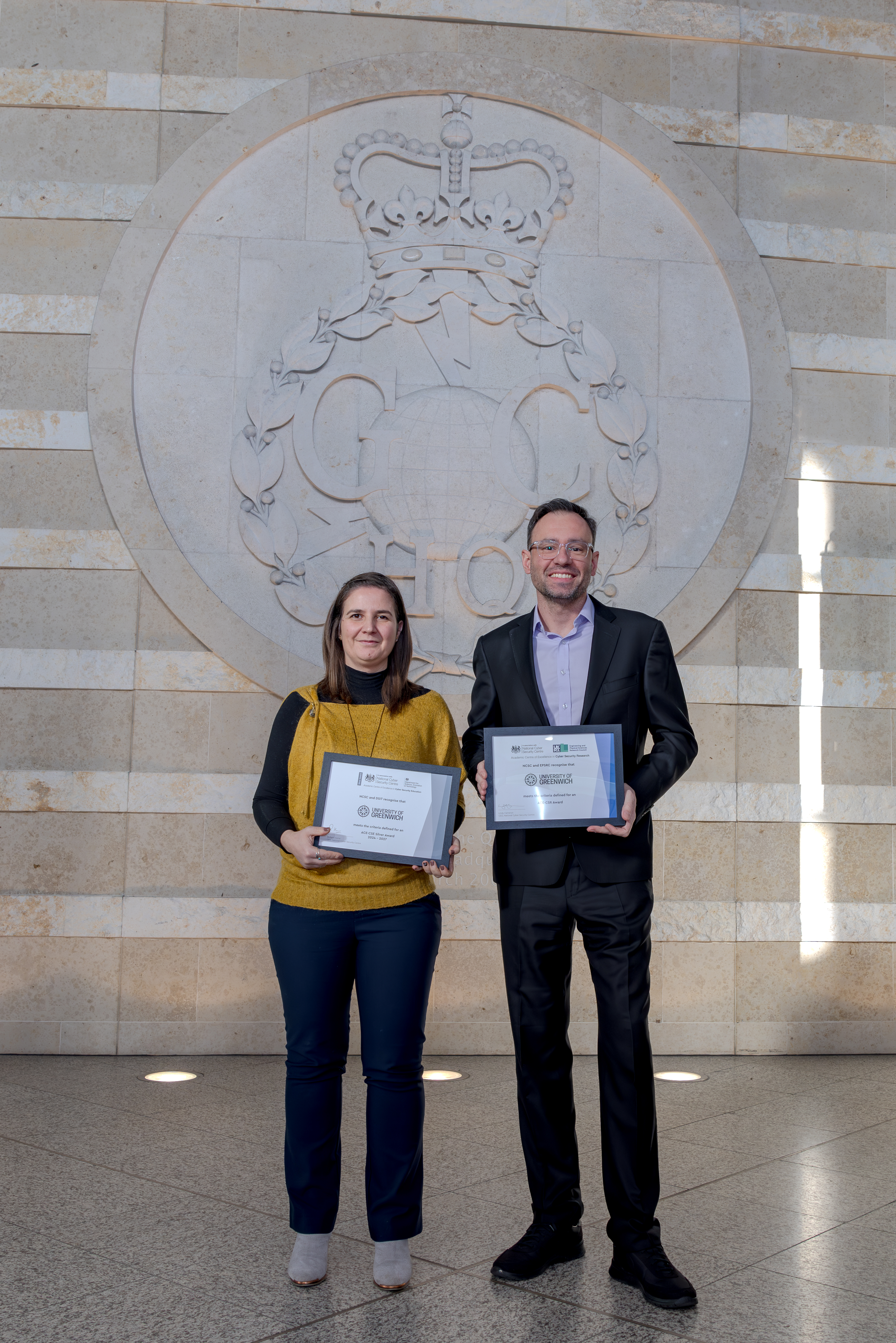 Dr Georgia Sakellari (ACE-CSE Director) and Professor Manos Panaousis (ACE-CSR Director) from the University of Greenwich.