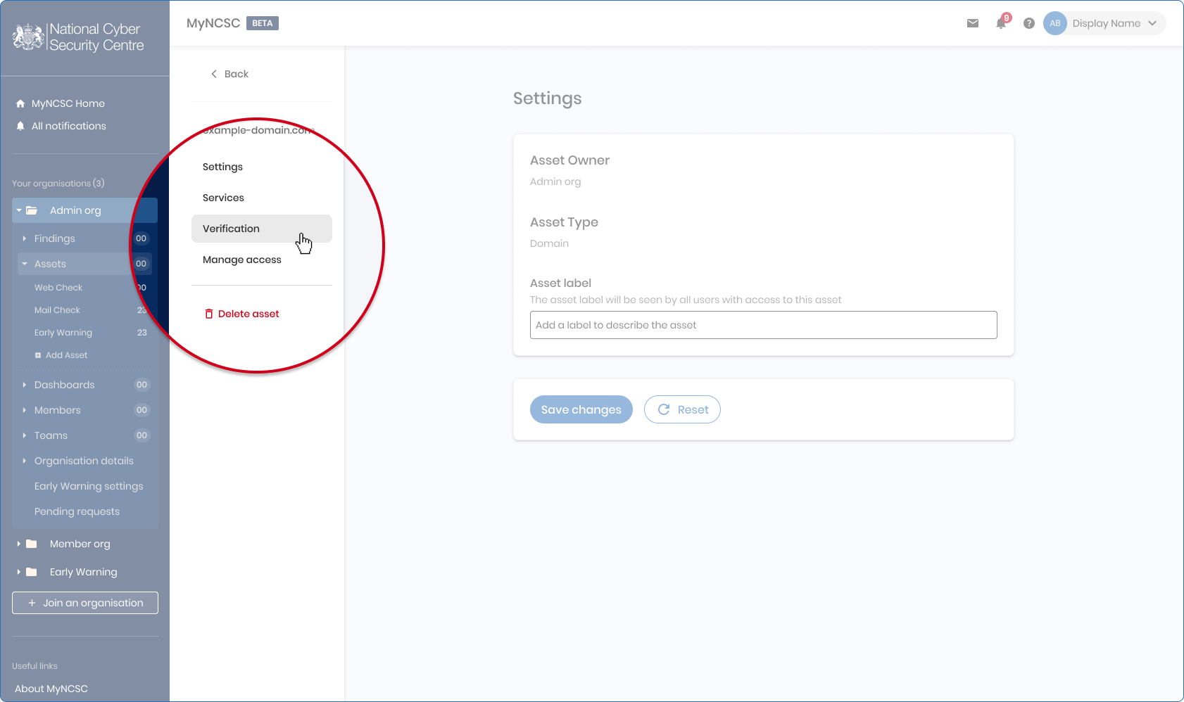 Asset settings verification