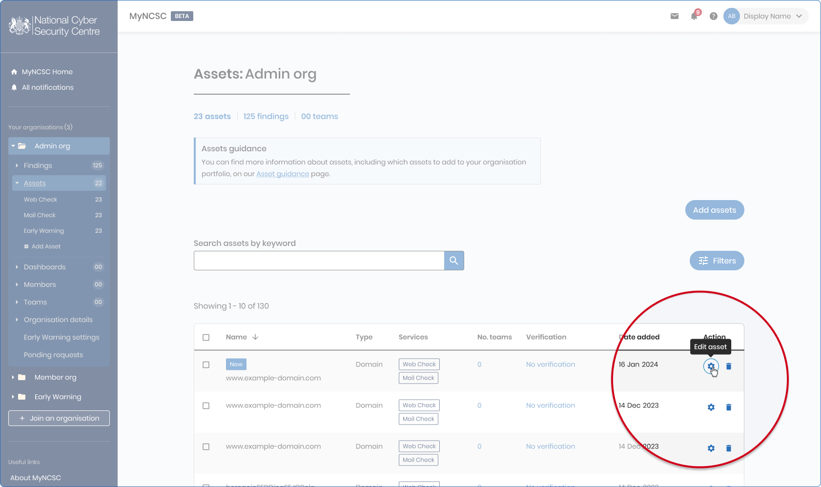 Verify settings
