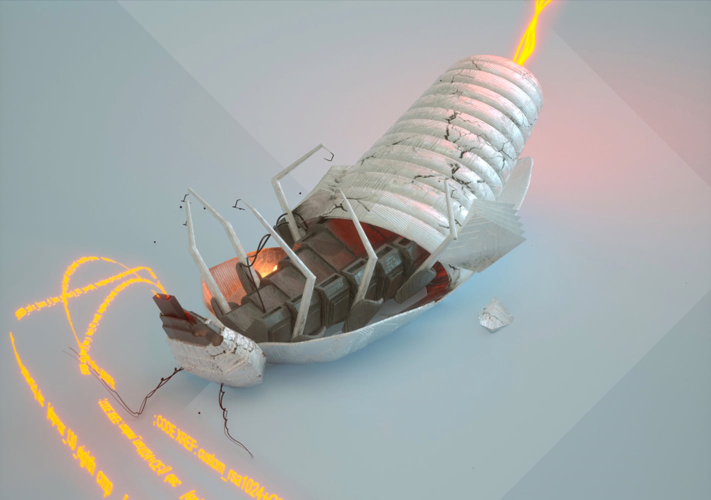 Model of robot bug on it's back