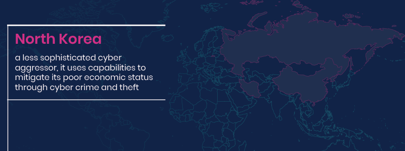 A less sophisticated cyber aggressor, it uses capabilities to mitigate its poor economic status through cyber crime and theft. 