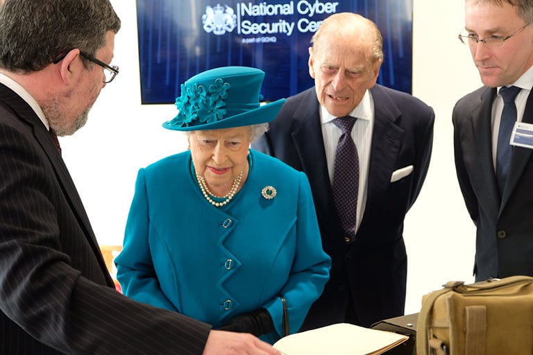 Her Majesty The Queen at the official opening of the National Cyber Security Centre, February 2017.