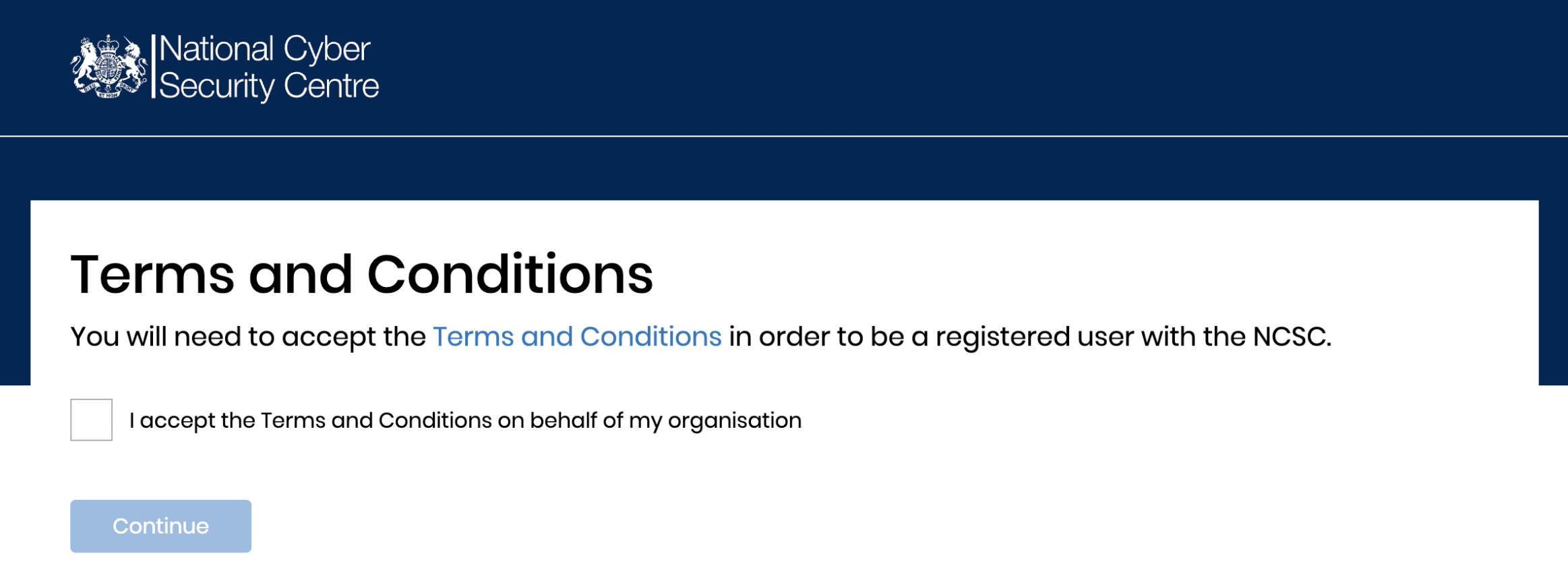 terms and conditions screen