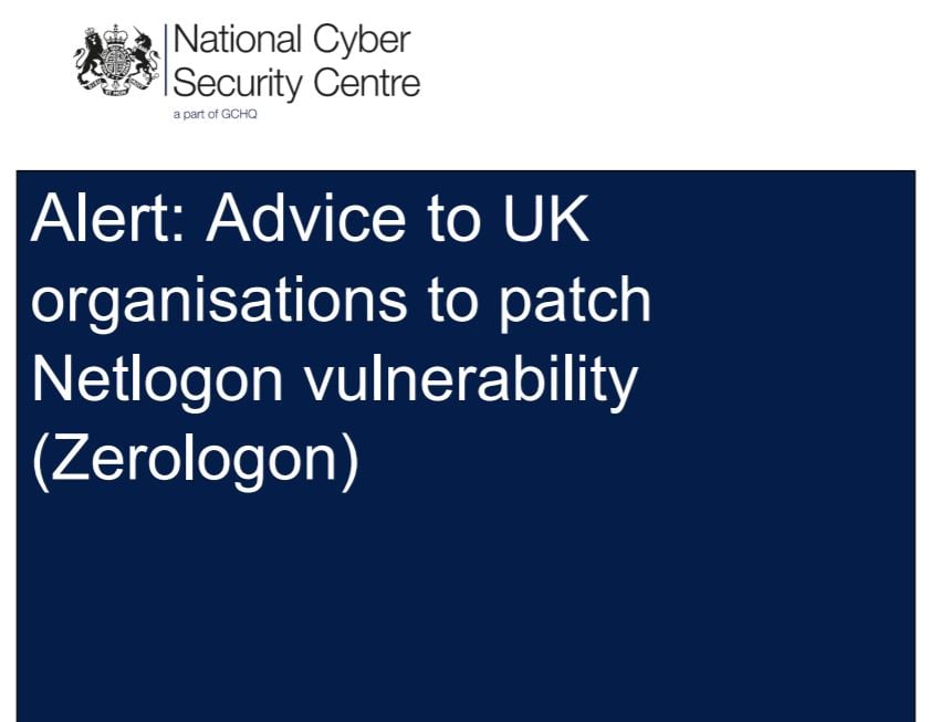 Front cover of the Netlogon vulnerability alert