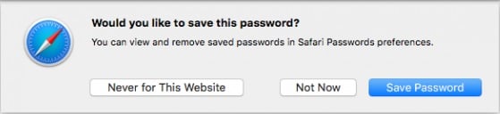 example of Safari password screen