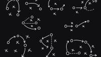 Sports tactical layout with player position and arrow, strategy diagrams