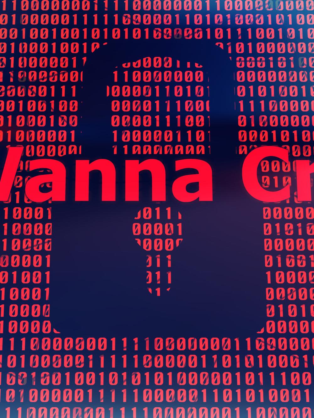 Image showing 1's and 0's with wannacry text over the top