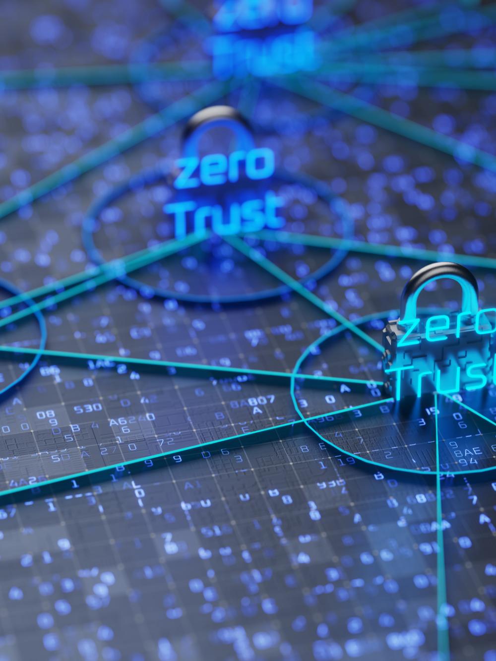 Network connection concept. Zero trust security model. Secure network. 3d render