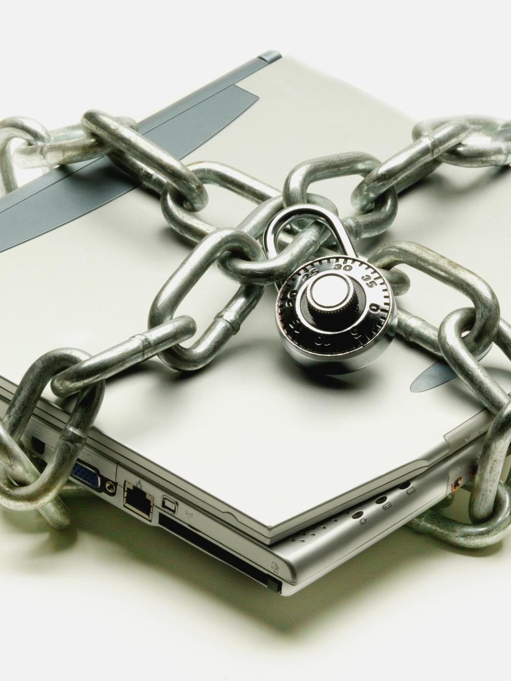 A laptop computer with a padlock