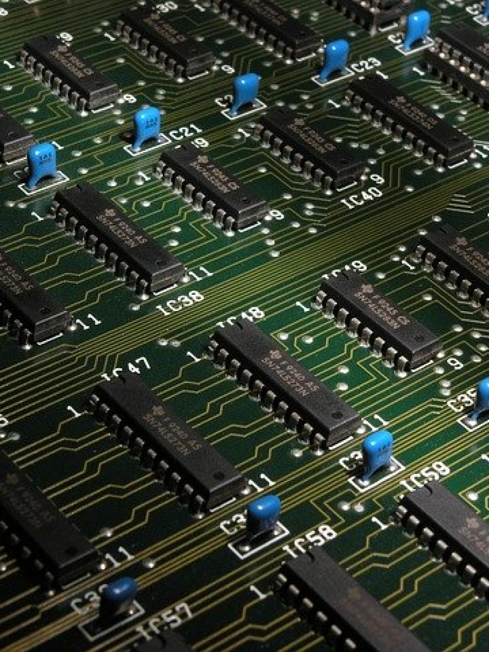 Circuit board showing the electronics and chips