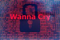 Image showing 1's and 0's with wannacry text over the top