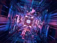 Image showing blurring cyber lines forming a square