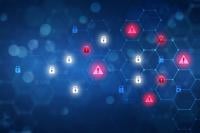 padlocks and warnings on a hexagonal grid