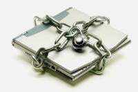 A laptop computer with a padlock