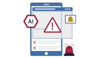 Image of screens and warning signs