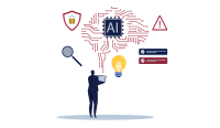 Image showing a person looking up at the AI symbol