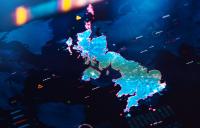 An image of the United Kingdom in light blue with a red outline