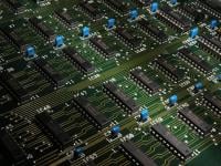 Circuit board showing the electronics and chips