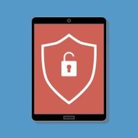 Image showing an open lock on an ipad screen
