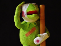 Kermit in bandages