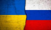 Ukraine and Russia split flags